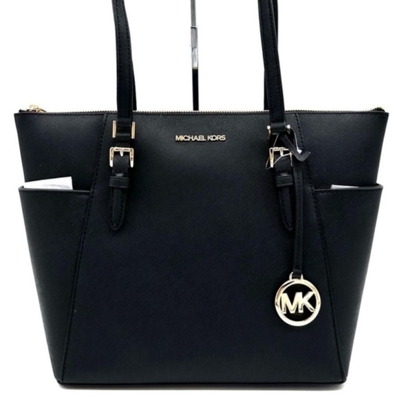 Michael Kors Large Charlotte Tote Bag
Luggage Leather Black/Gold - Picture 1 of 12